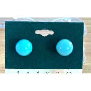 Vintage Janku Turquoise Clip-On Earrings Round Retro Style